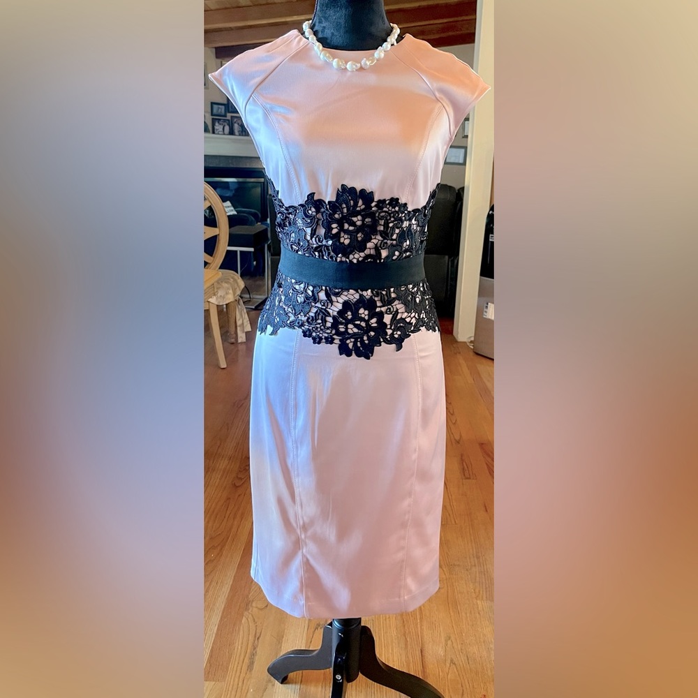 New York & Co. Light Pink and Black Lace dress